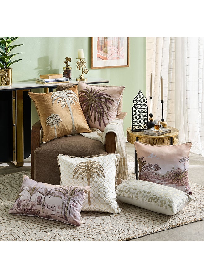 Home Box Sahara Palm Cushion - White Gold - 50x50cm - Image 4